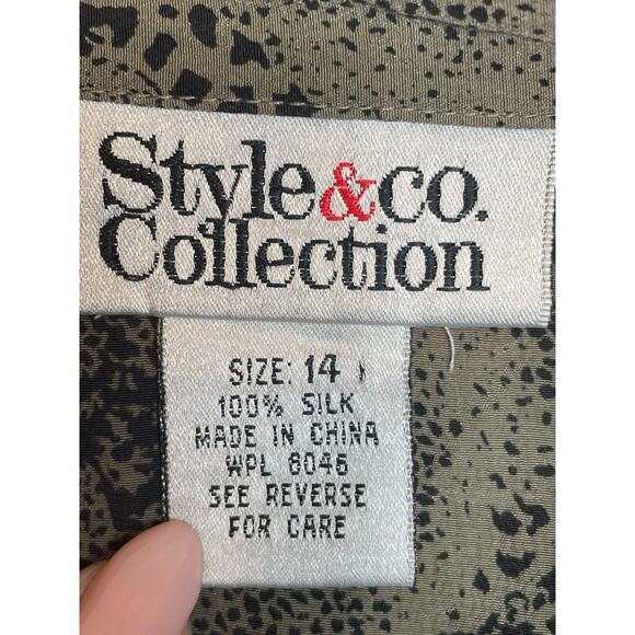 Style & Co. Collection Womens Shirt Multicolor Size 14 Button Up Collared Silk - Picture 6 of 6